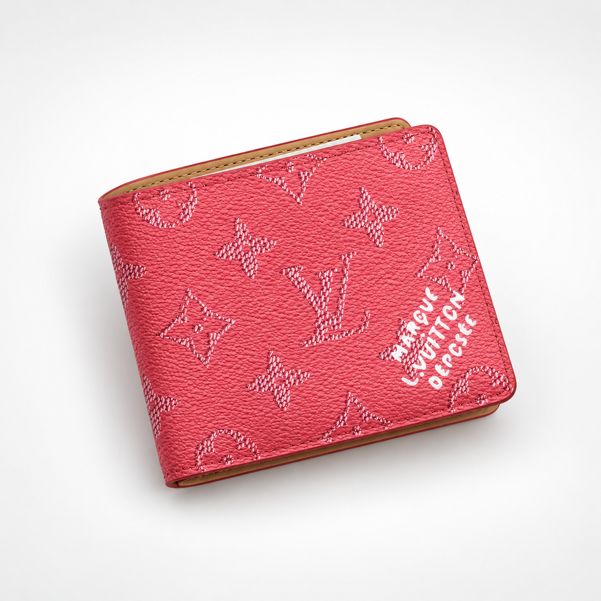 Coral Pink Monogram Bifold Wallet - view 3
