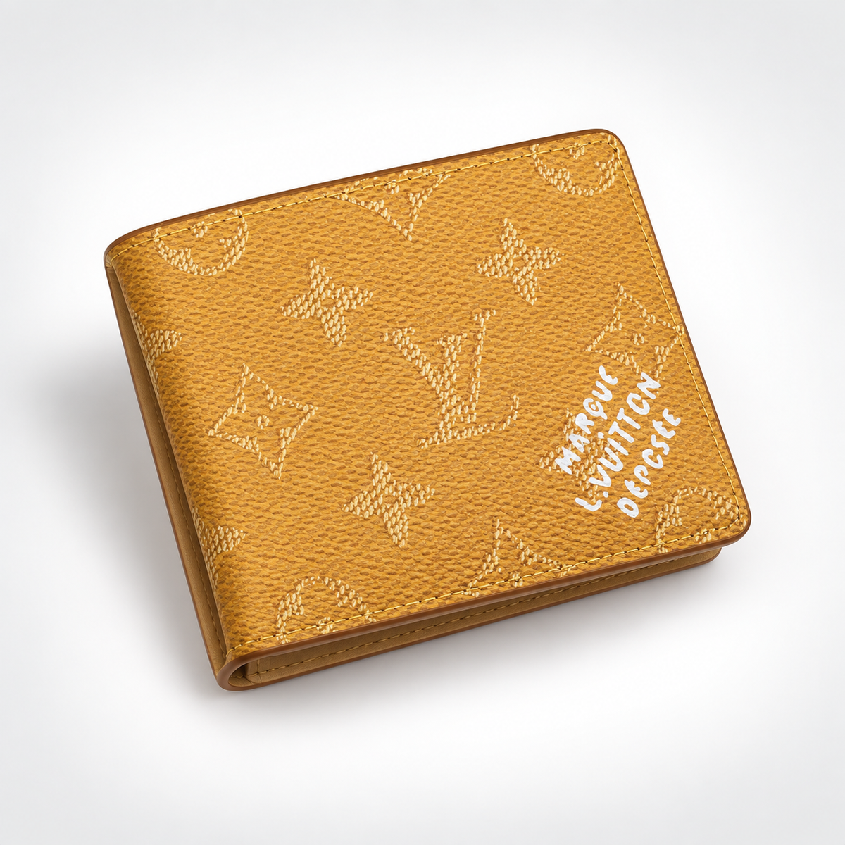 Ochre Gold Monogram Bifold Wallet - view 3