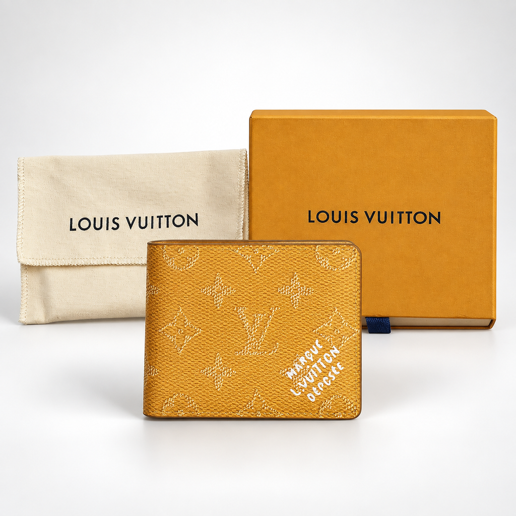 Ochre Gold Monogram Bifold Wallet - view 4