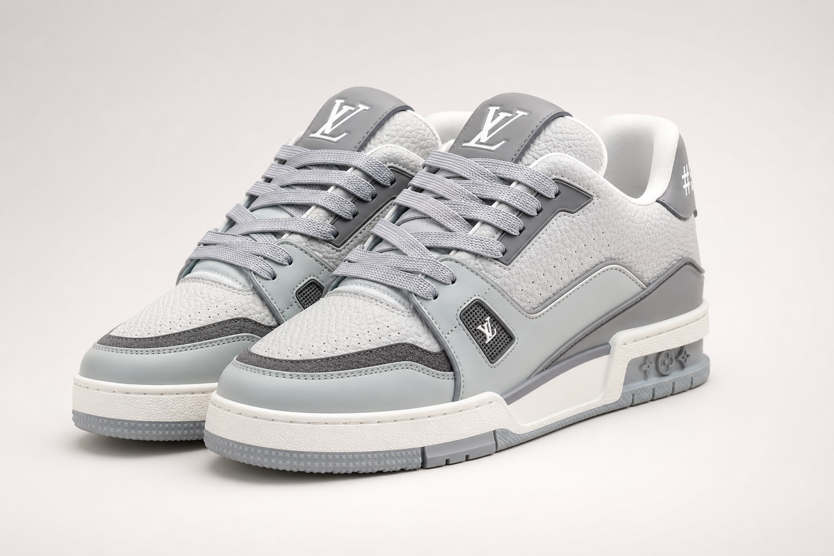 Men’s Grey & White Sneakers - luxury grey and white sneakers