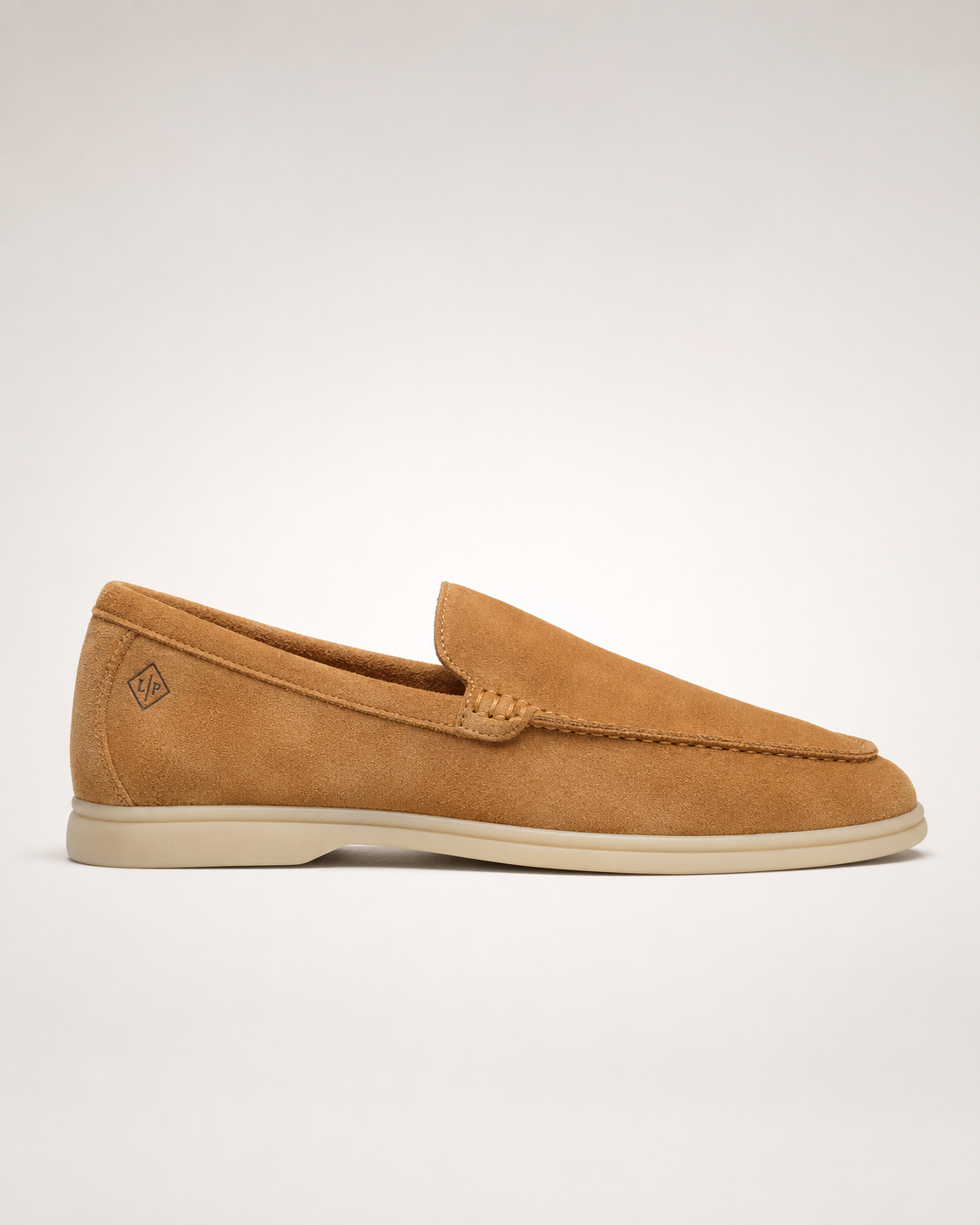 Men’s Apricot Suede Loafers - men's camel suede loafer side profile