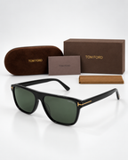 TF — Frances FT1081 01C Glossy Black Rectangular Sunglasses
