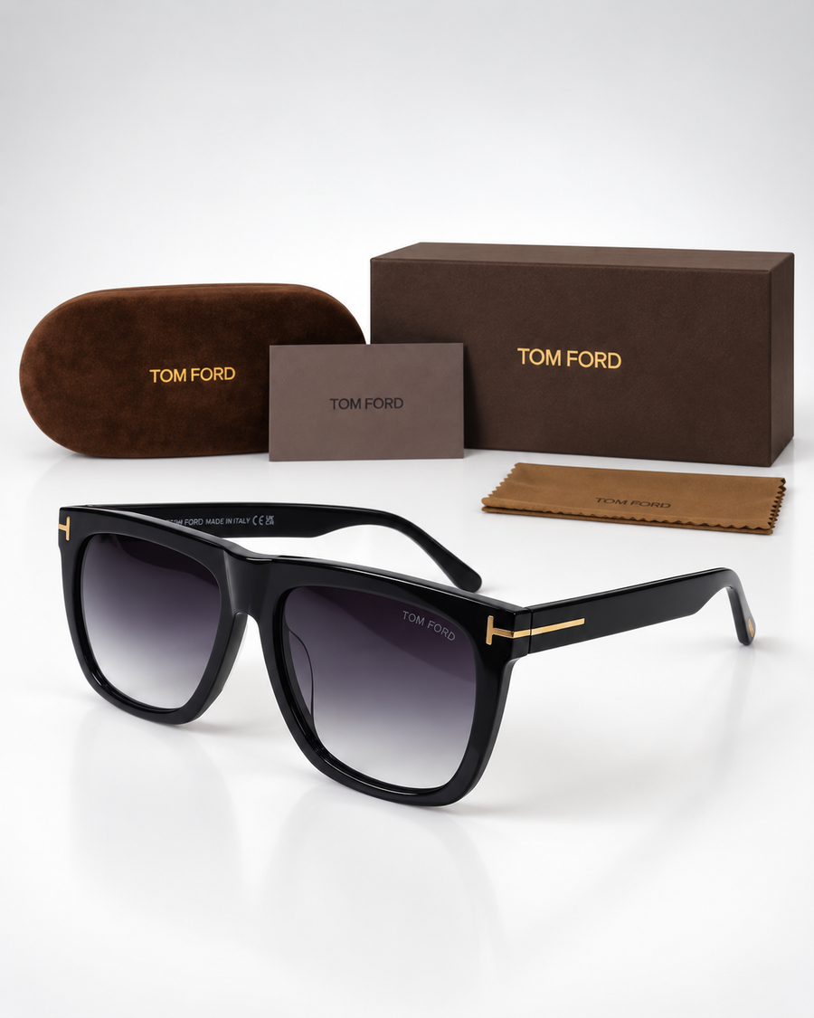 tom ford ft0513 01b gradient square sunglasses — packaging set