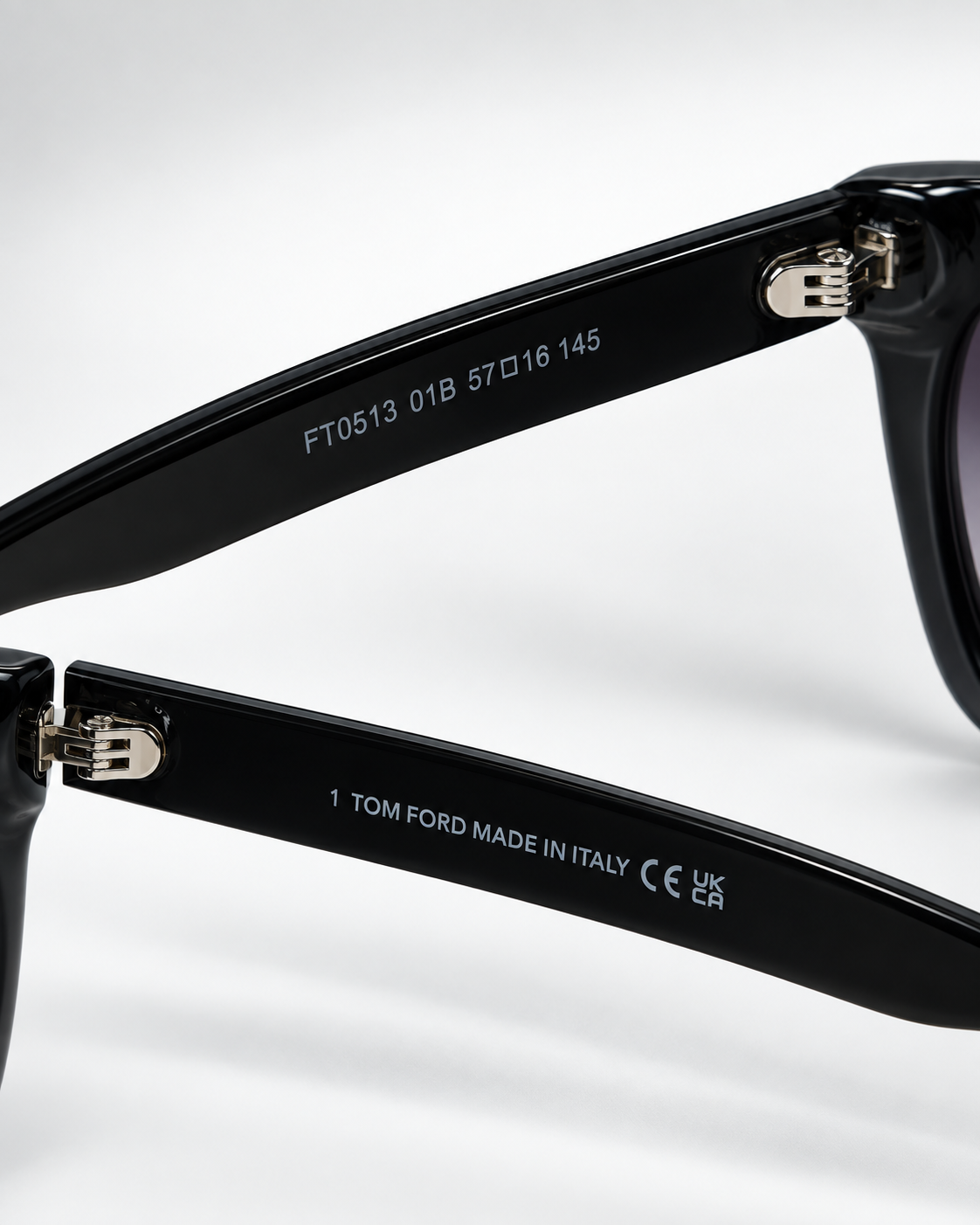 tom ford ft0513 01b gradient square sunglasses — inner temple detail