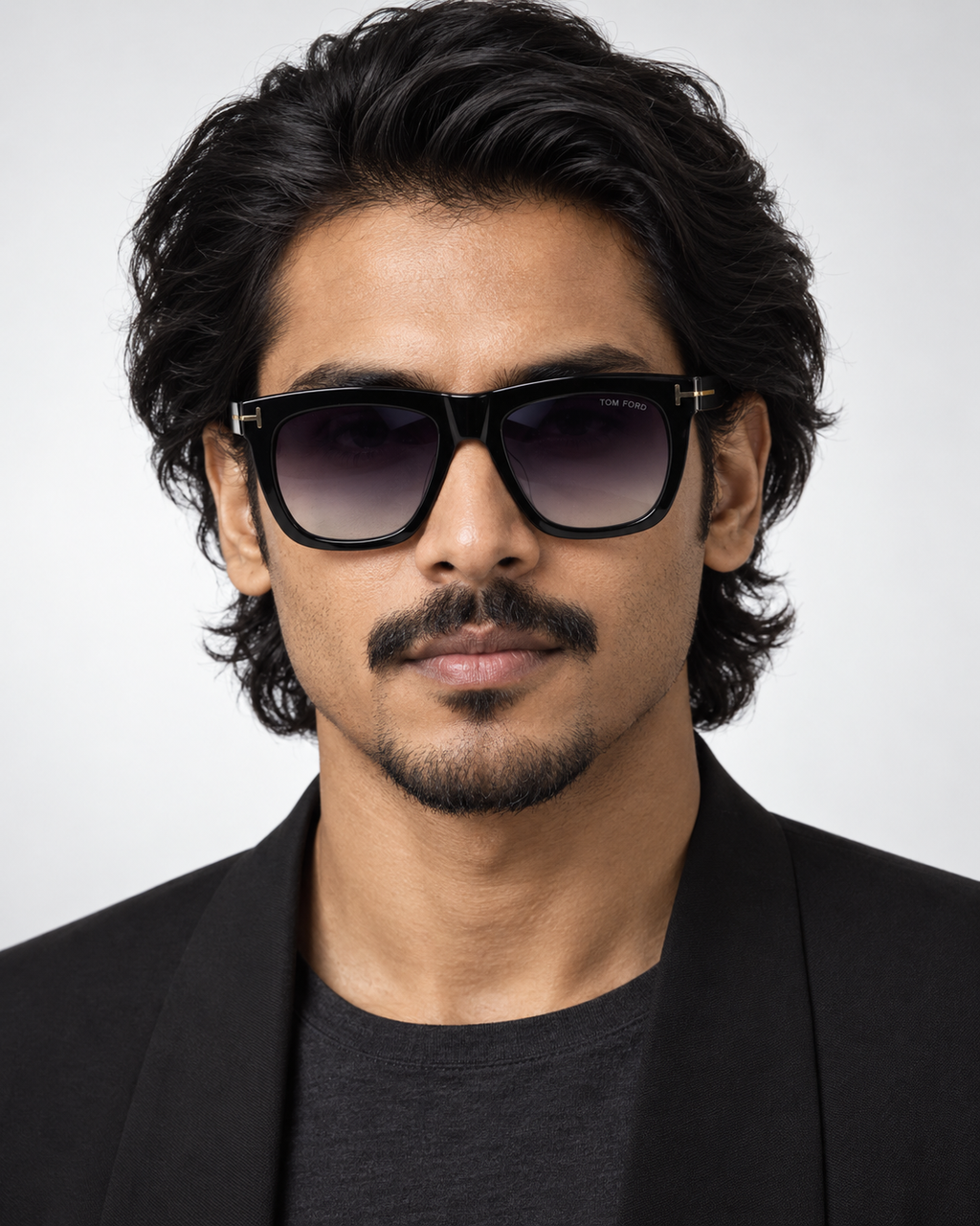 tom ford ft0513 01b gradient square sunglasses — male model