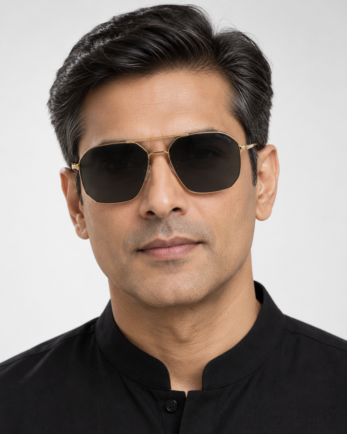 tom ford ft0852 28a gold navigator sunglasses — male model front