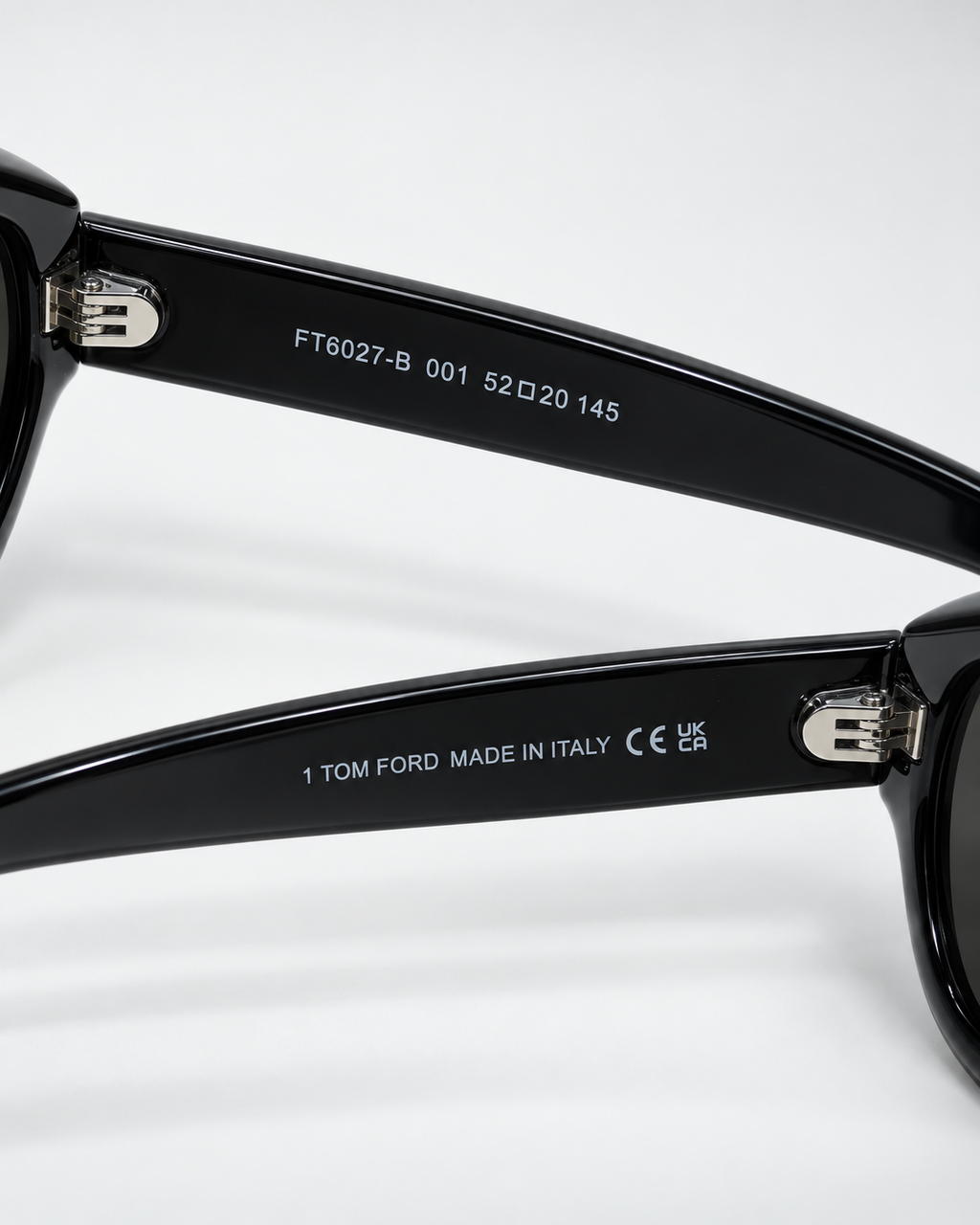tom ford ft6027 b 001 square sunglasses — inner temple detail