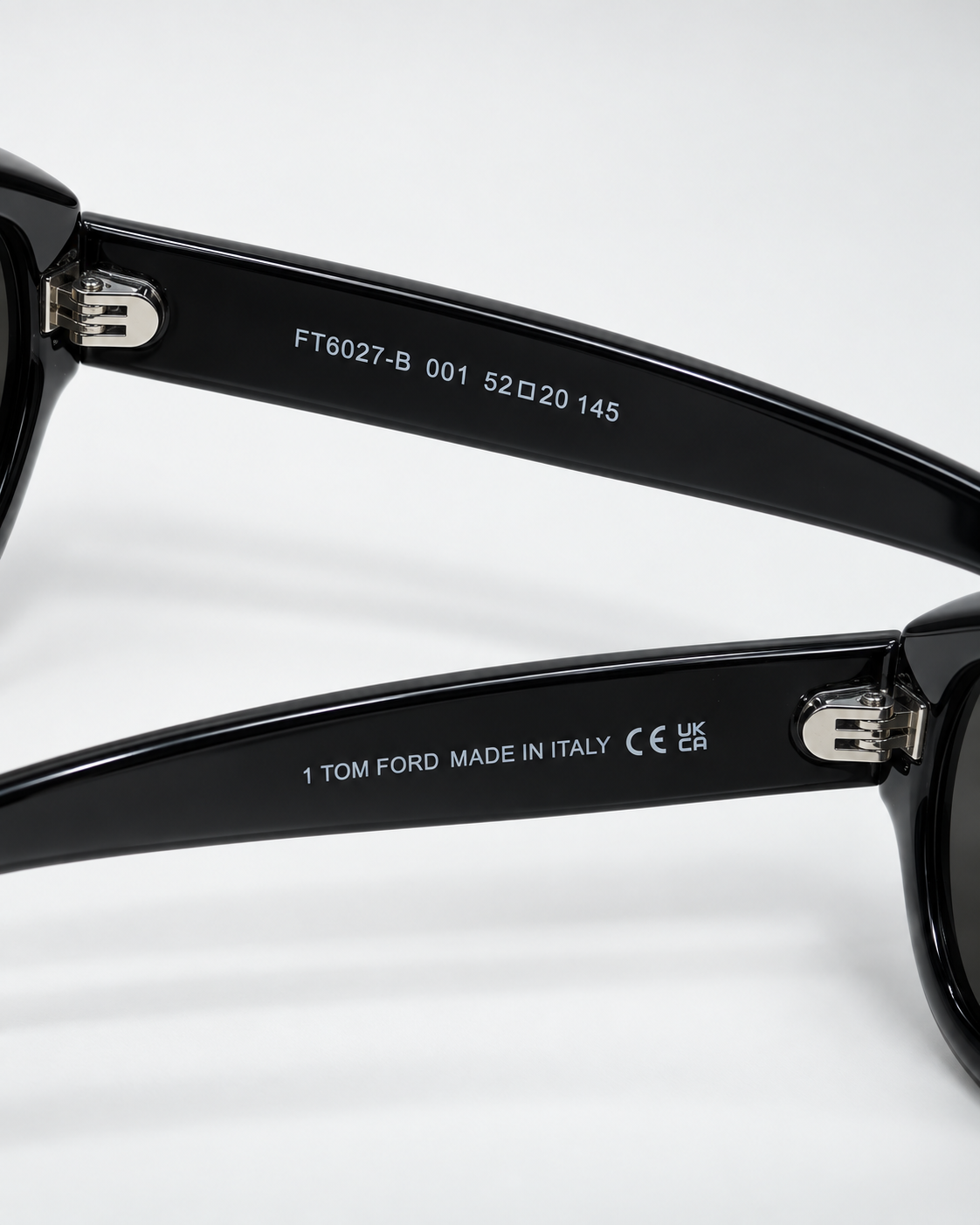 tom ford ft6027 b 001 square sunglasses — inner temple detail