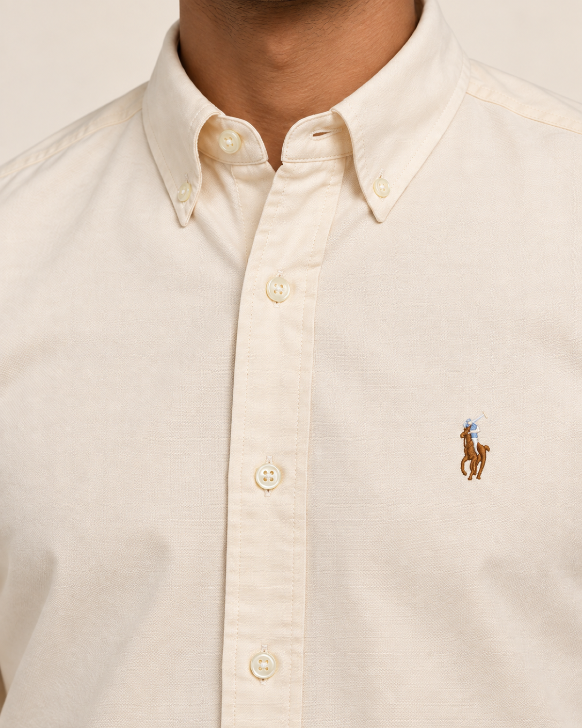 RL — Ivory Cream Button-Down Shirt — detail view
