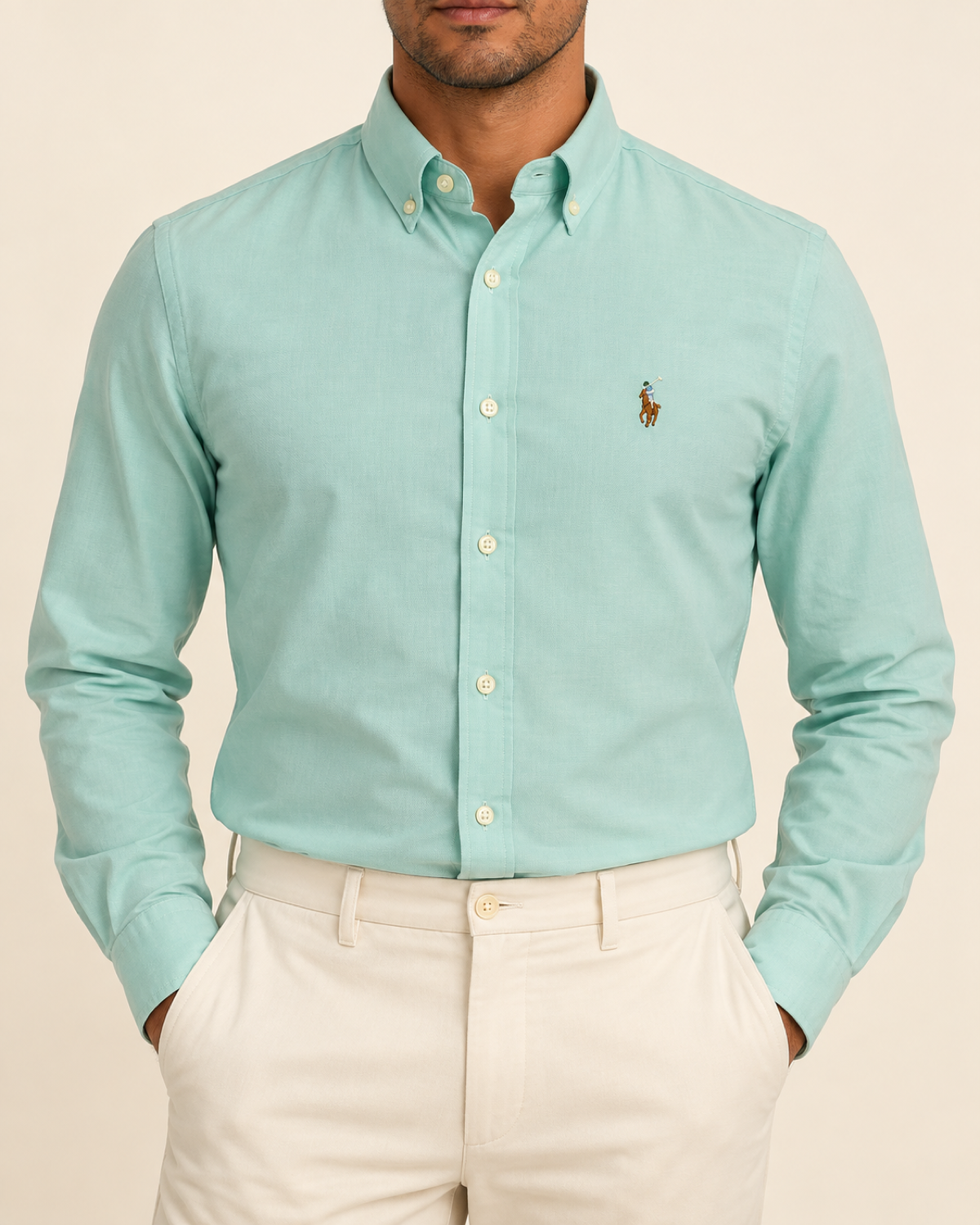 RL — Mint Green Button-Down Shirt — front view