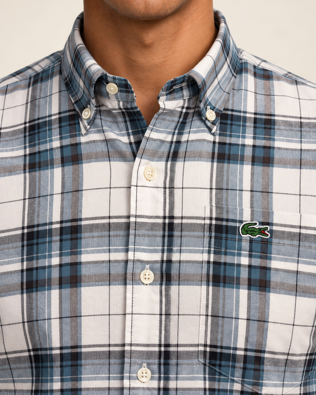 LCST — Off-White & Blue Plaid Button-Down Shirt — detail view