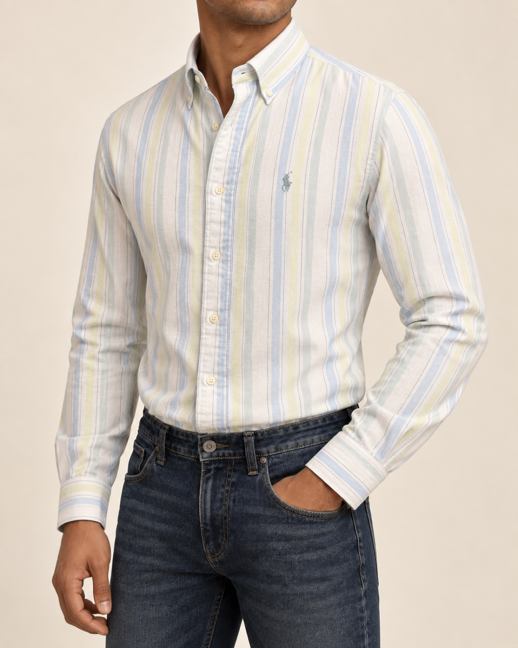 RL — Pastel Multistripe Button-Down Shirt — side view