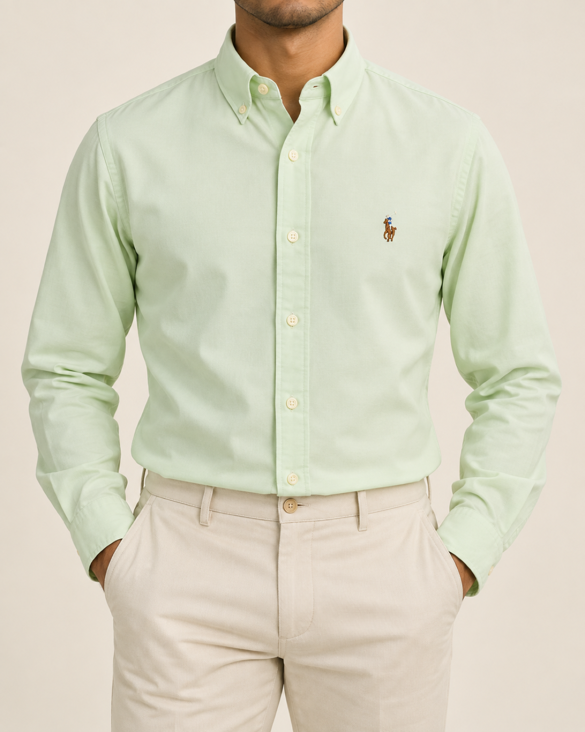 RL — Pastel Pistachio Button-Down Shirt — front view