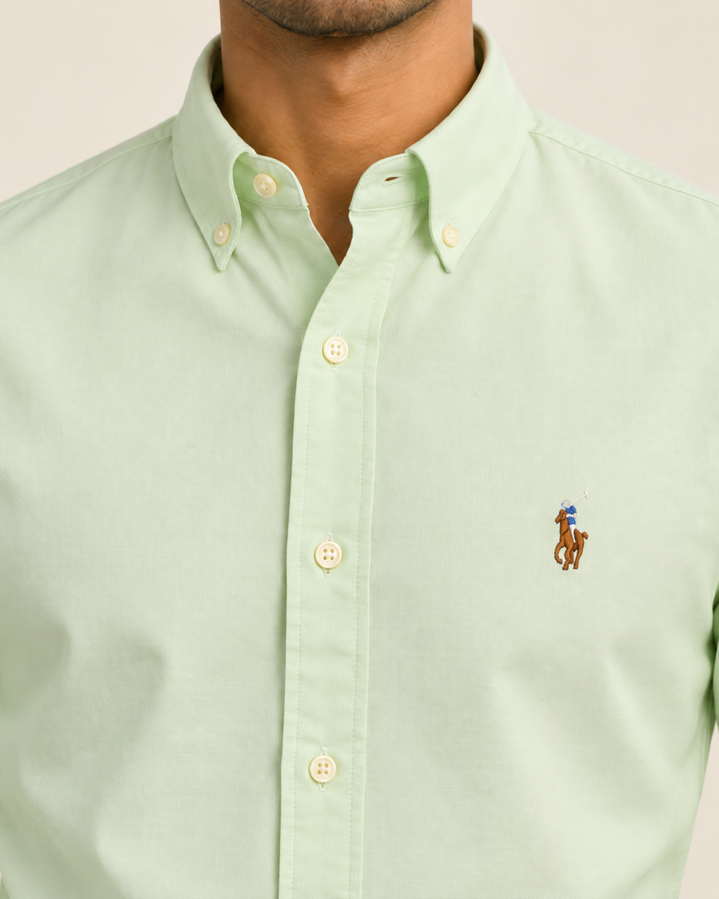 RL — Pastel Pistachio Button-Down Shirt — detail view
