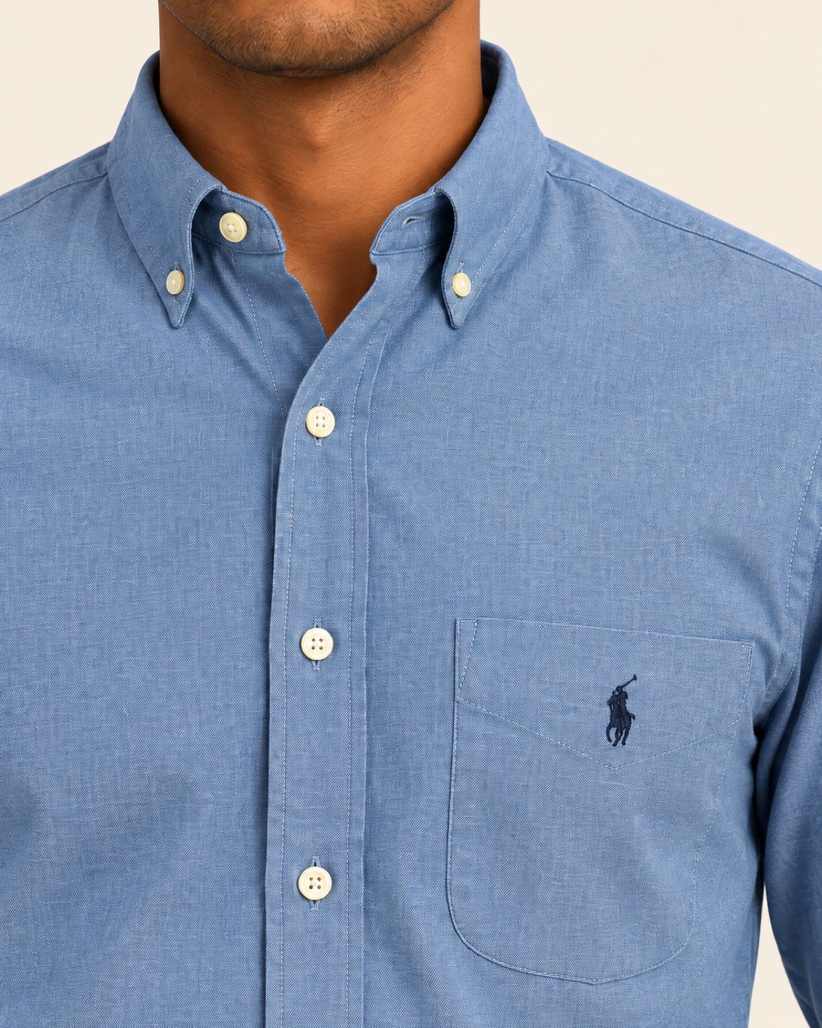 RL — Steel Blue Pocket Button-Down Shirt — detail view