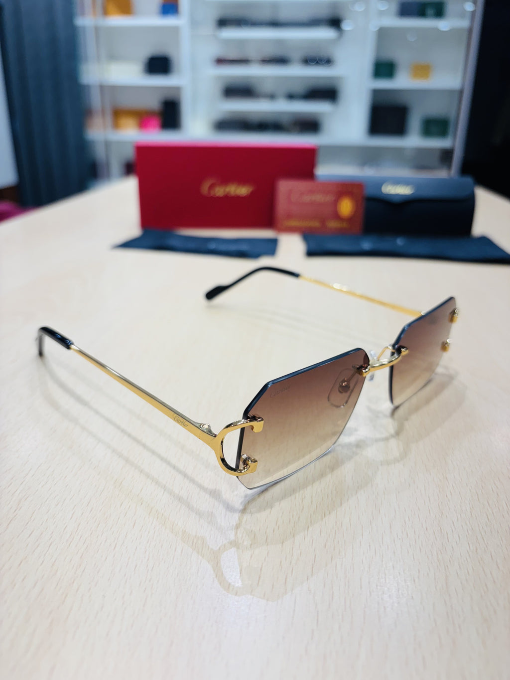 CR — Brown Gradient Geometric Rimless Sunglasses – Model 12 - actual product photograph 2