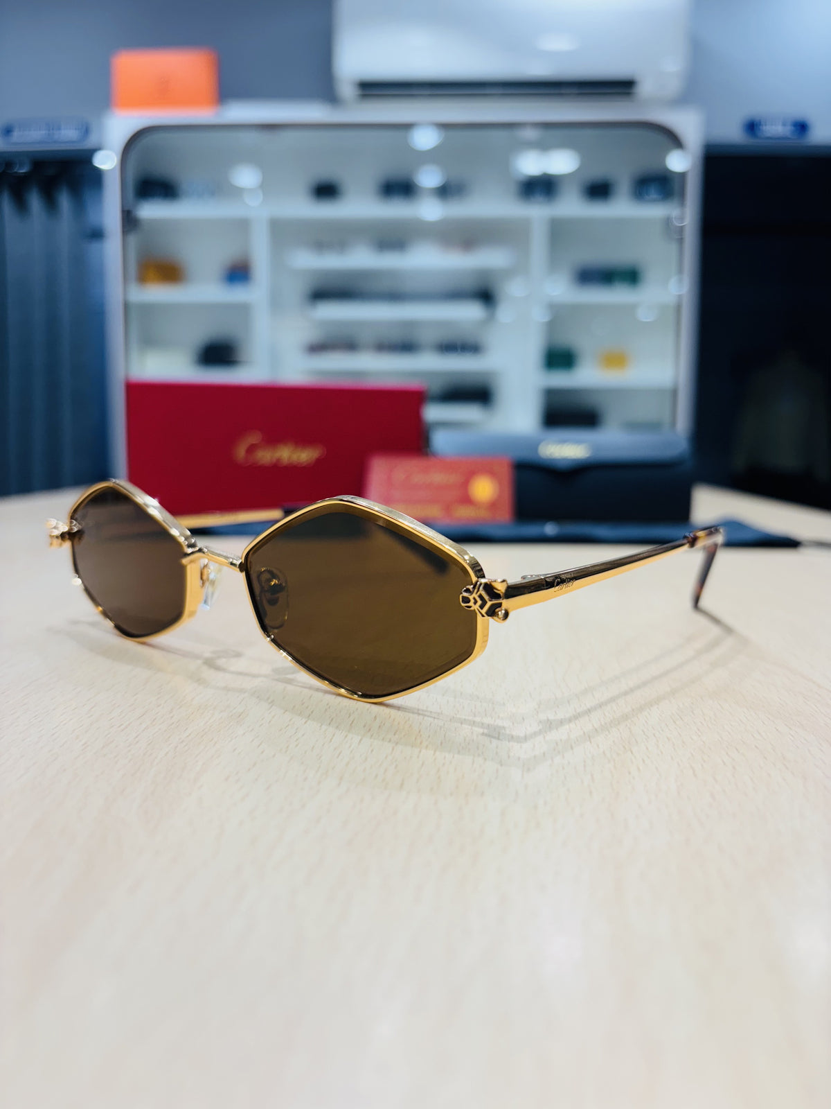 CR — Gold Brown Geometric Sunglasses – Model 19 - actual product photograph 2