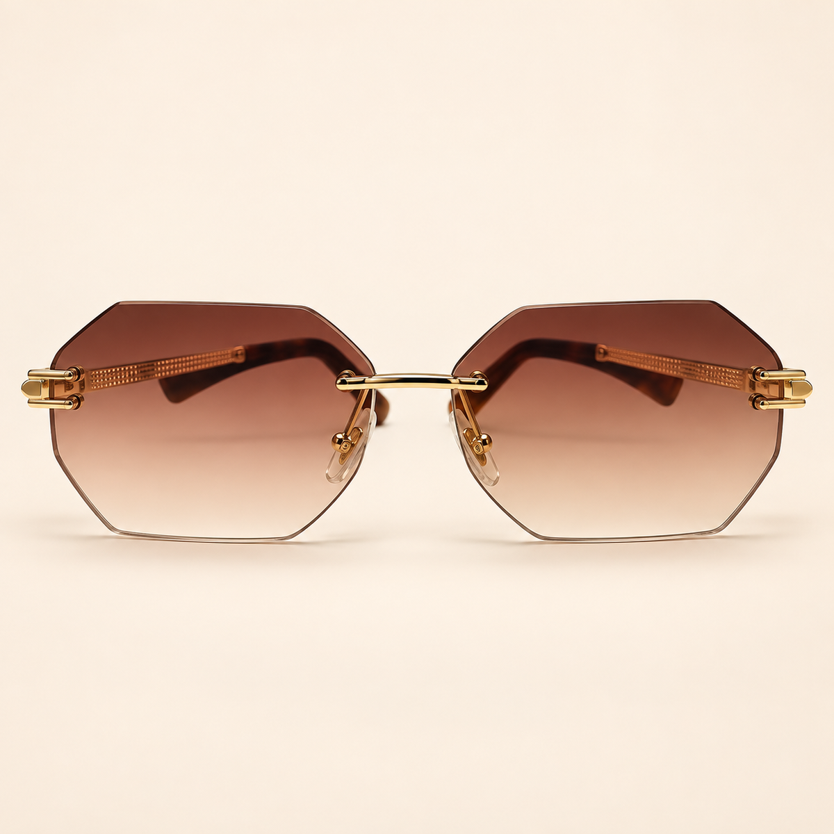 CHPD — Gold Brown Gradient Geometric Sunglasses – Model 5