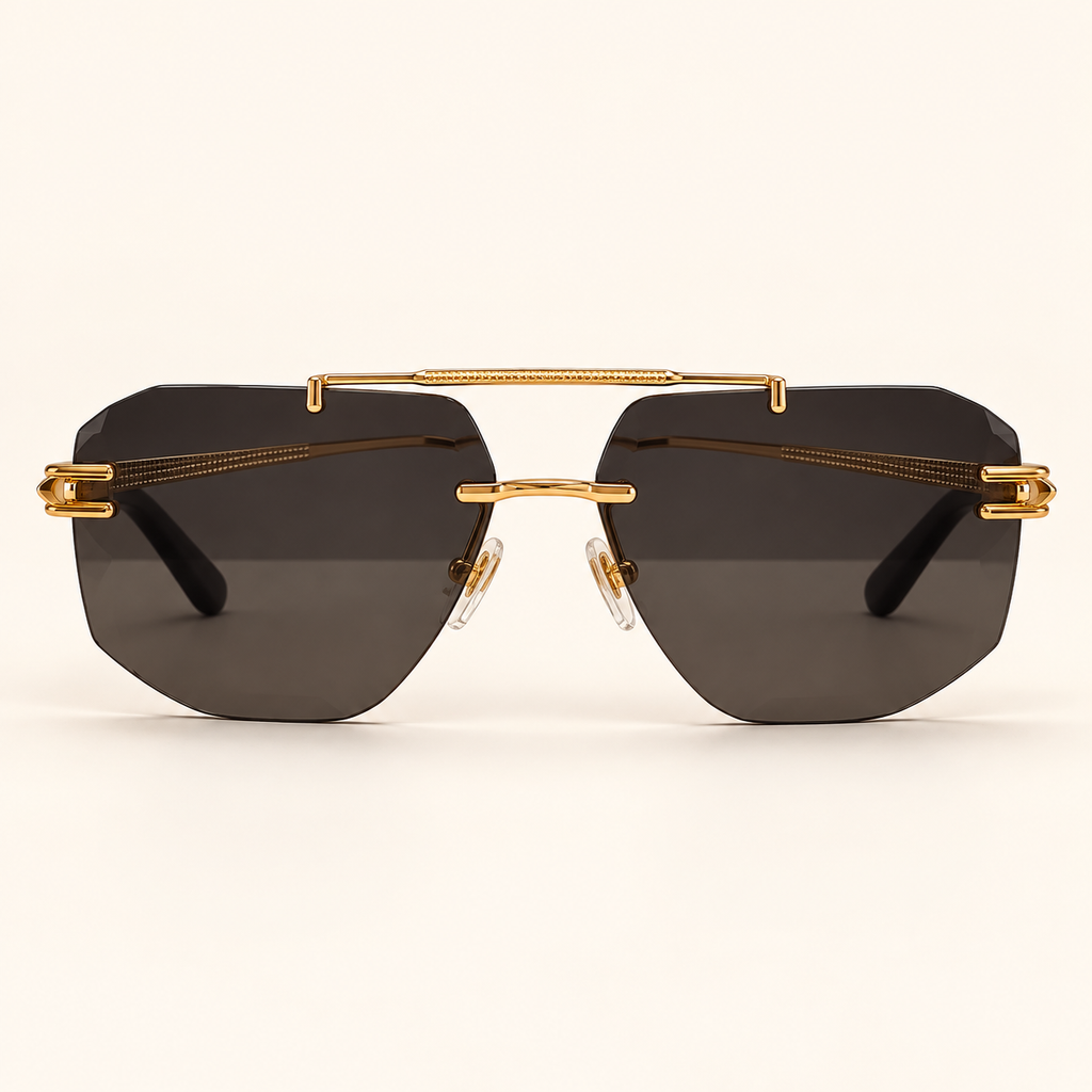 CHPD — Gold Smoke Geometric Rimless Sunglasses – Model 7