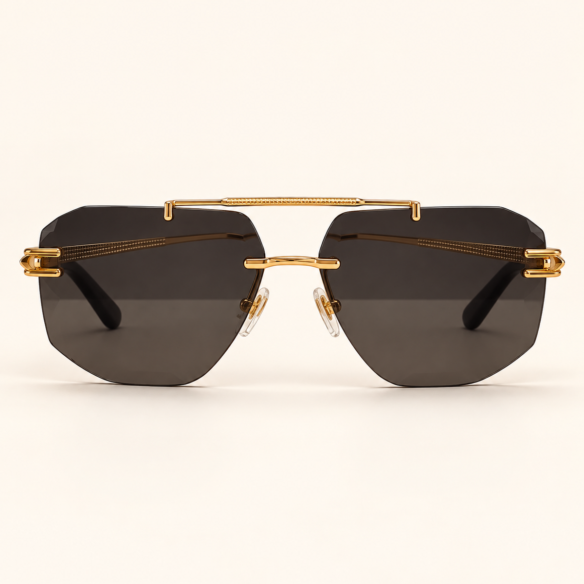 CHPD — Gold Smoke Geometric Rimless Sunglasses – Model 7