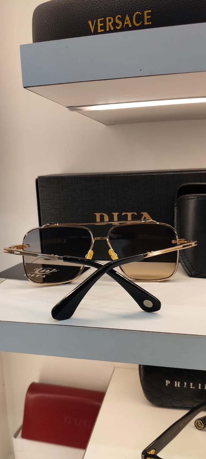 DITA — Gold Smoke Square Sunglasses – Model 1 - actual product photograph 2