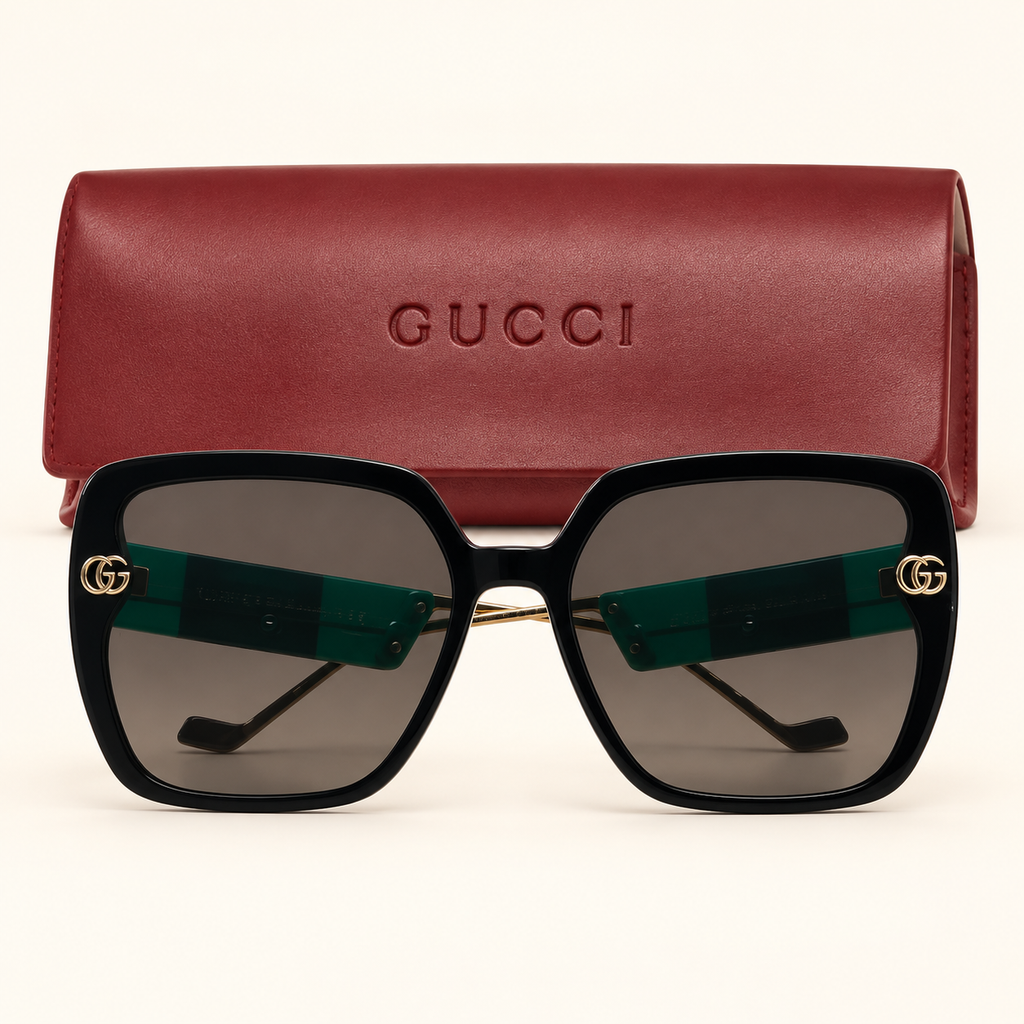 GG — Black Green-Temple Square Sunglasses – Model 7