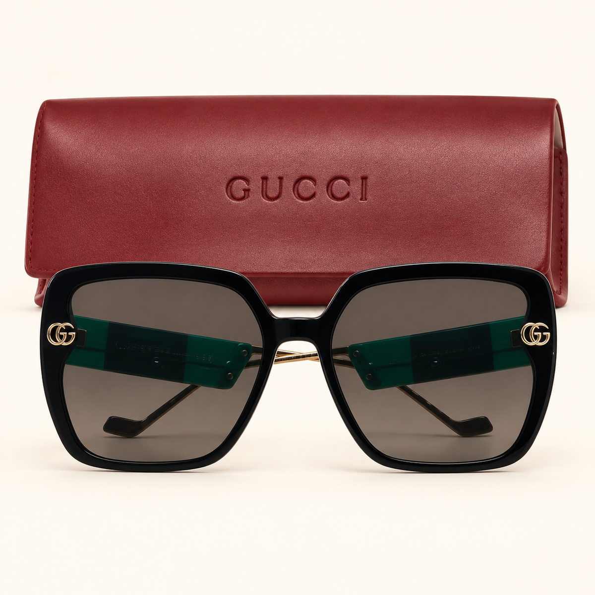GG — Black Green-Temple Square Sunglasses – Model 7