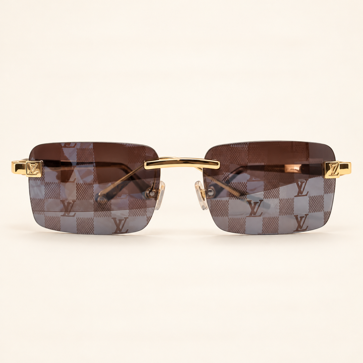 LV — Gold Monogram Rimless Sunglasses – Model 1
