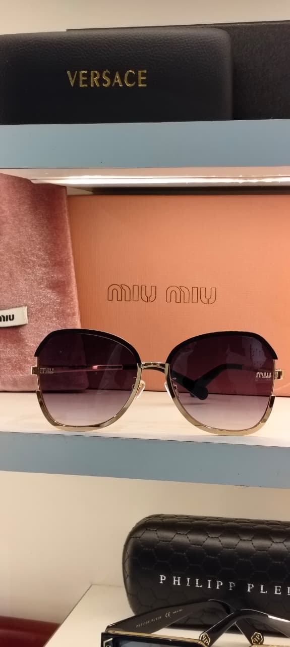 MM — Gold Purple Geometric Sunglasses – Model 2 - actual product 1