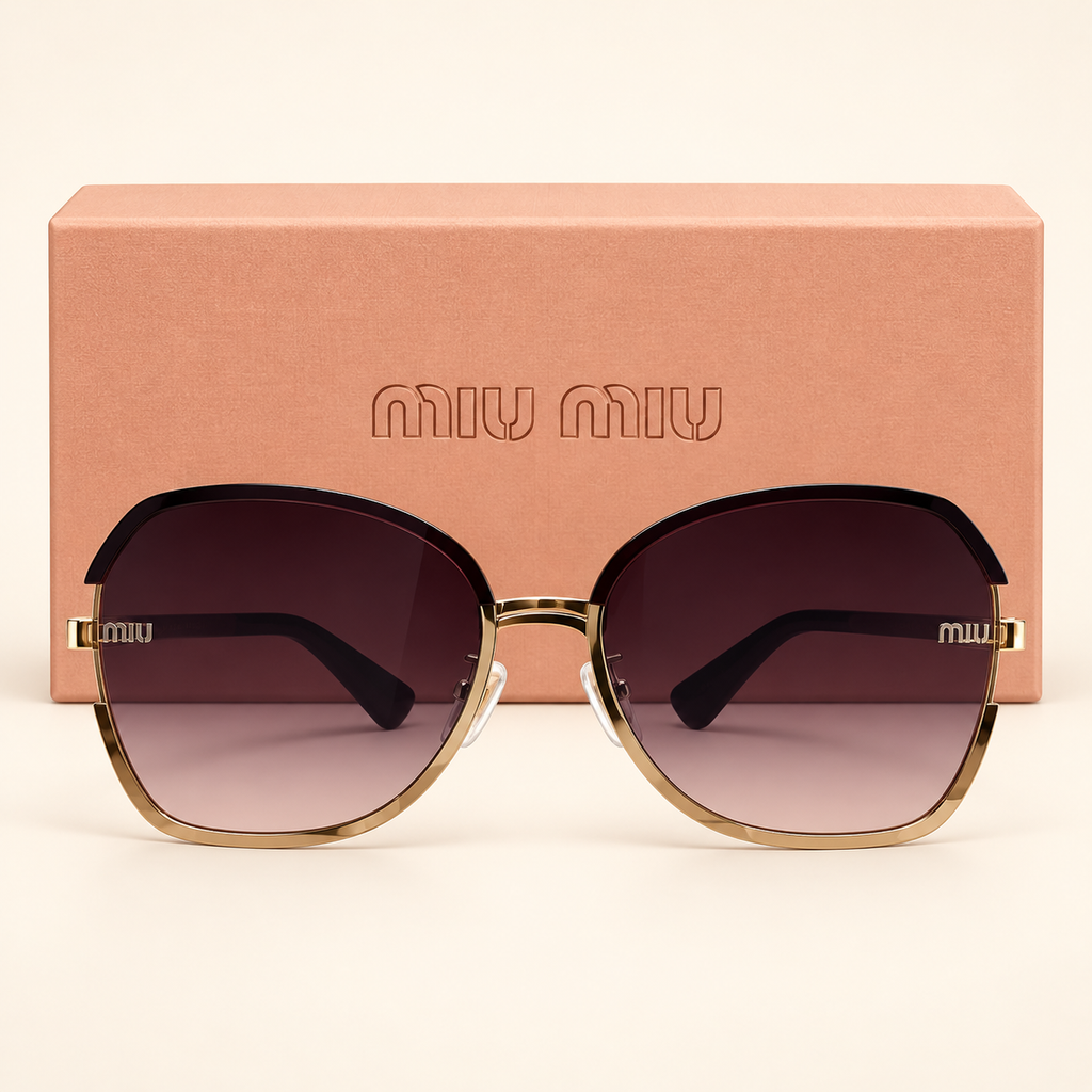 MM — Gold Purple Geometric Sunglasses – Model 2