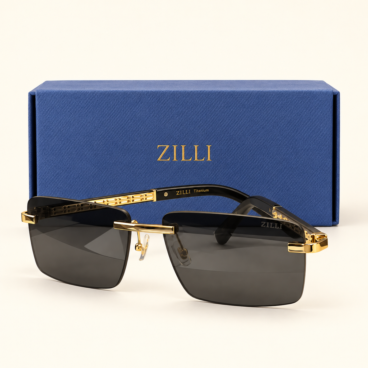 ZL — Gold Smoke Rectangular Sunglasses – Model 2