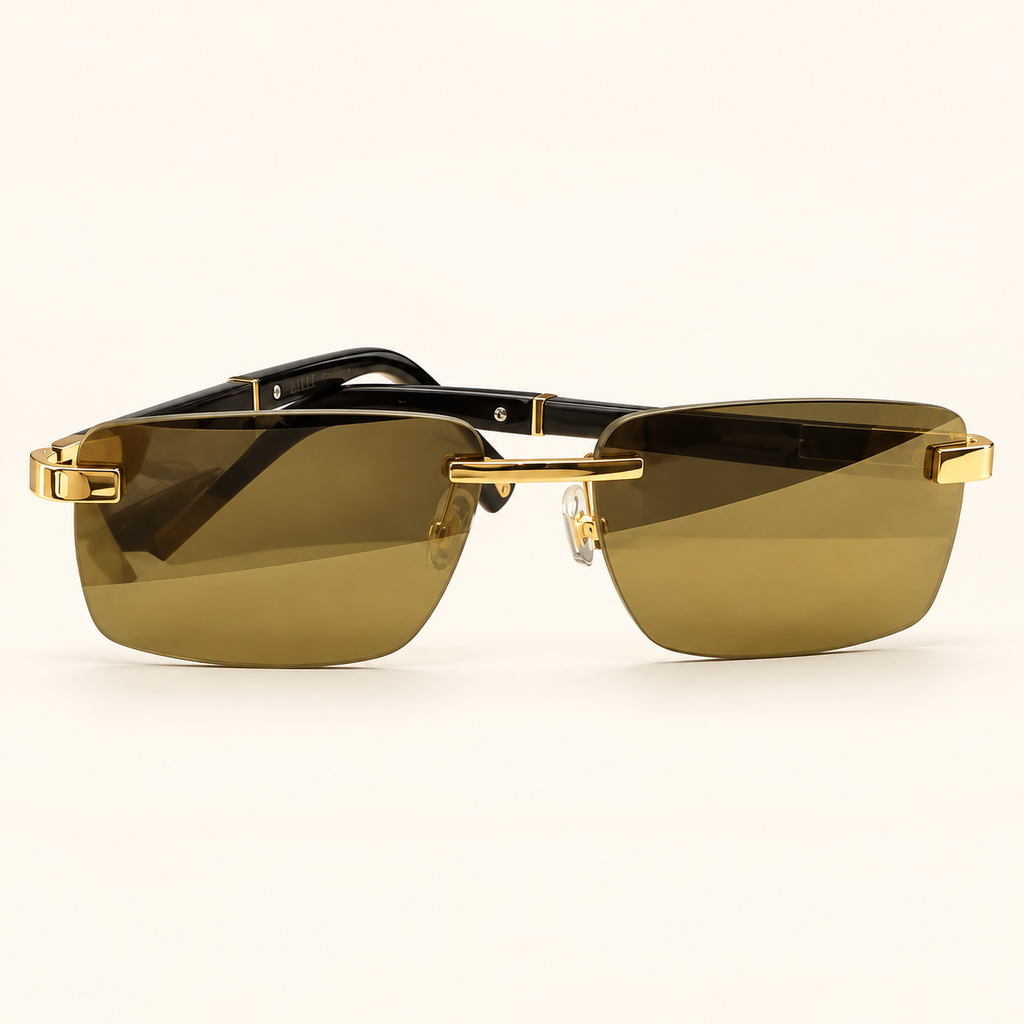 ZL — Gold Brown Rectangular Sunglasses – Model 3