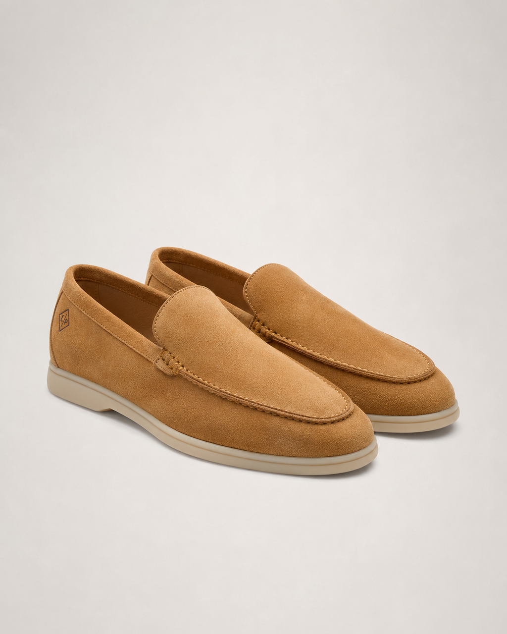 Men’s Apricot Suede Loafers - premium camel suede men's loafers