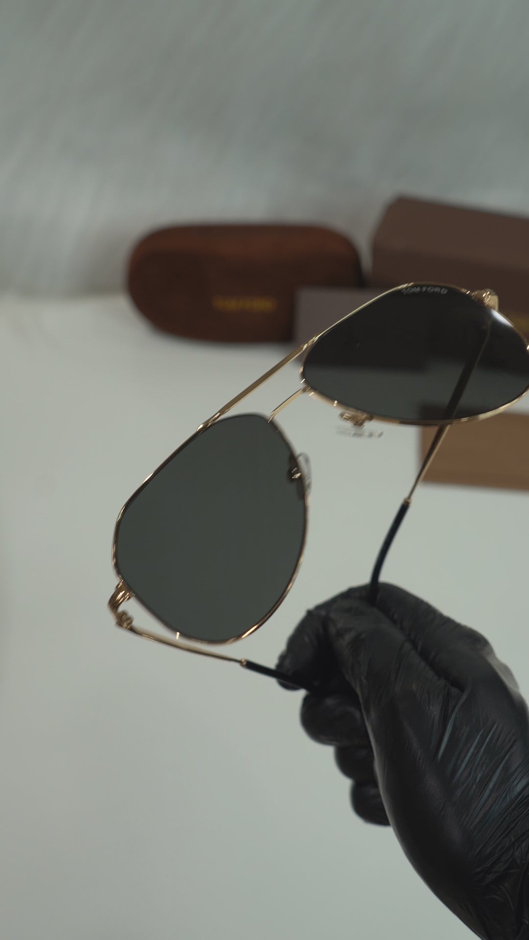 TF — Gold Geometric Aviator Sunglasses — silent high-quality complete detailing video