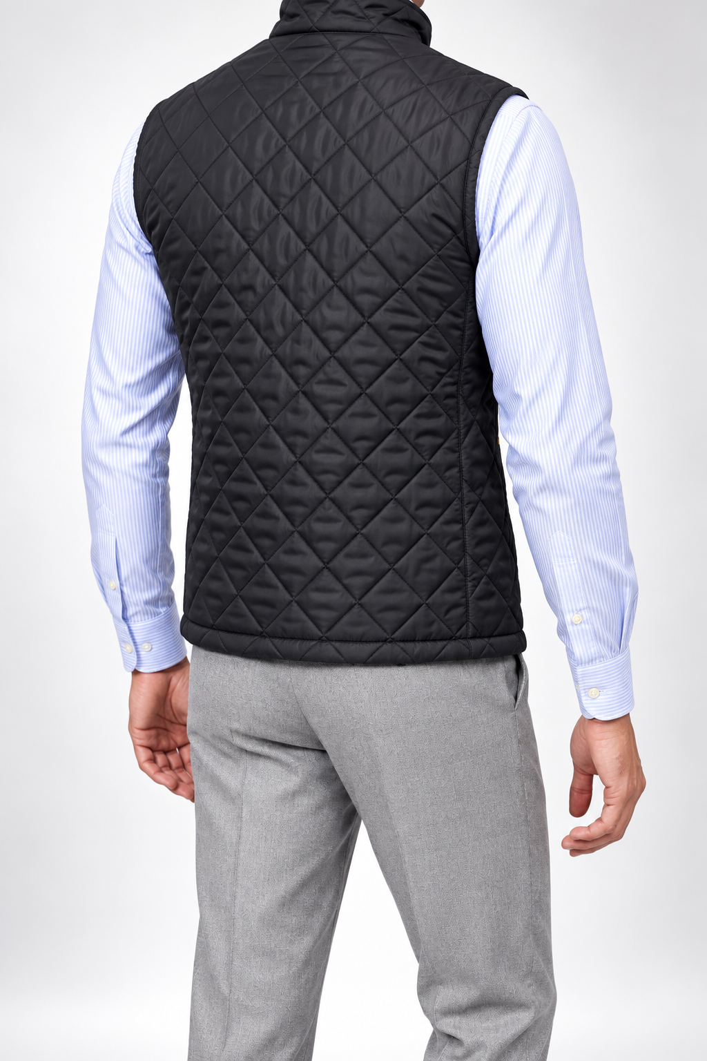 RL — Charcoal Diamond-Quilted Gilet — back
