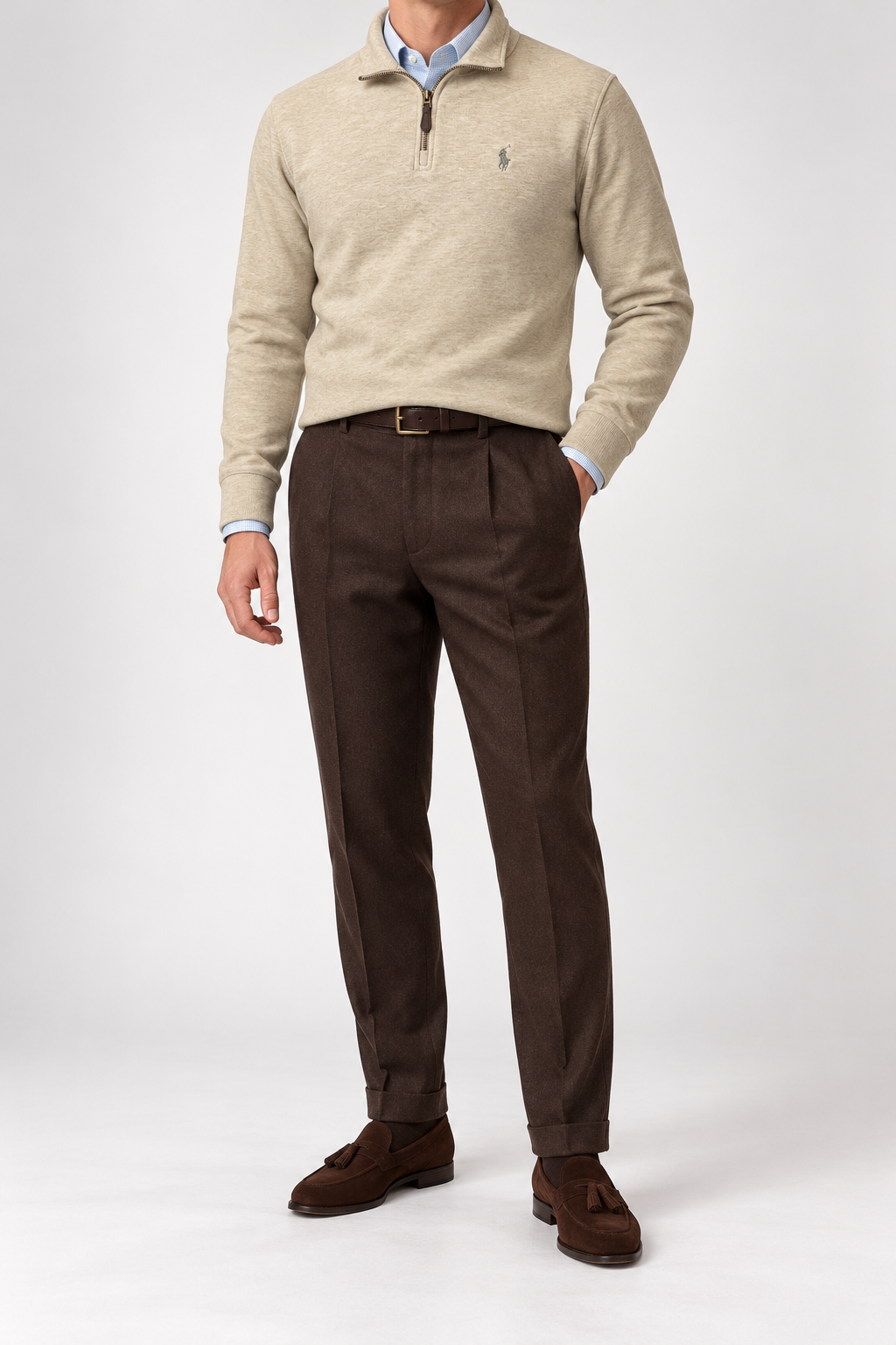 RL — Oatmeal Embroidered Quarter-Zip Pullover — additional