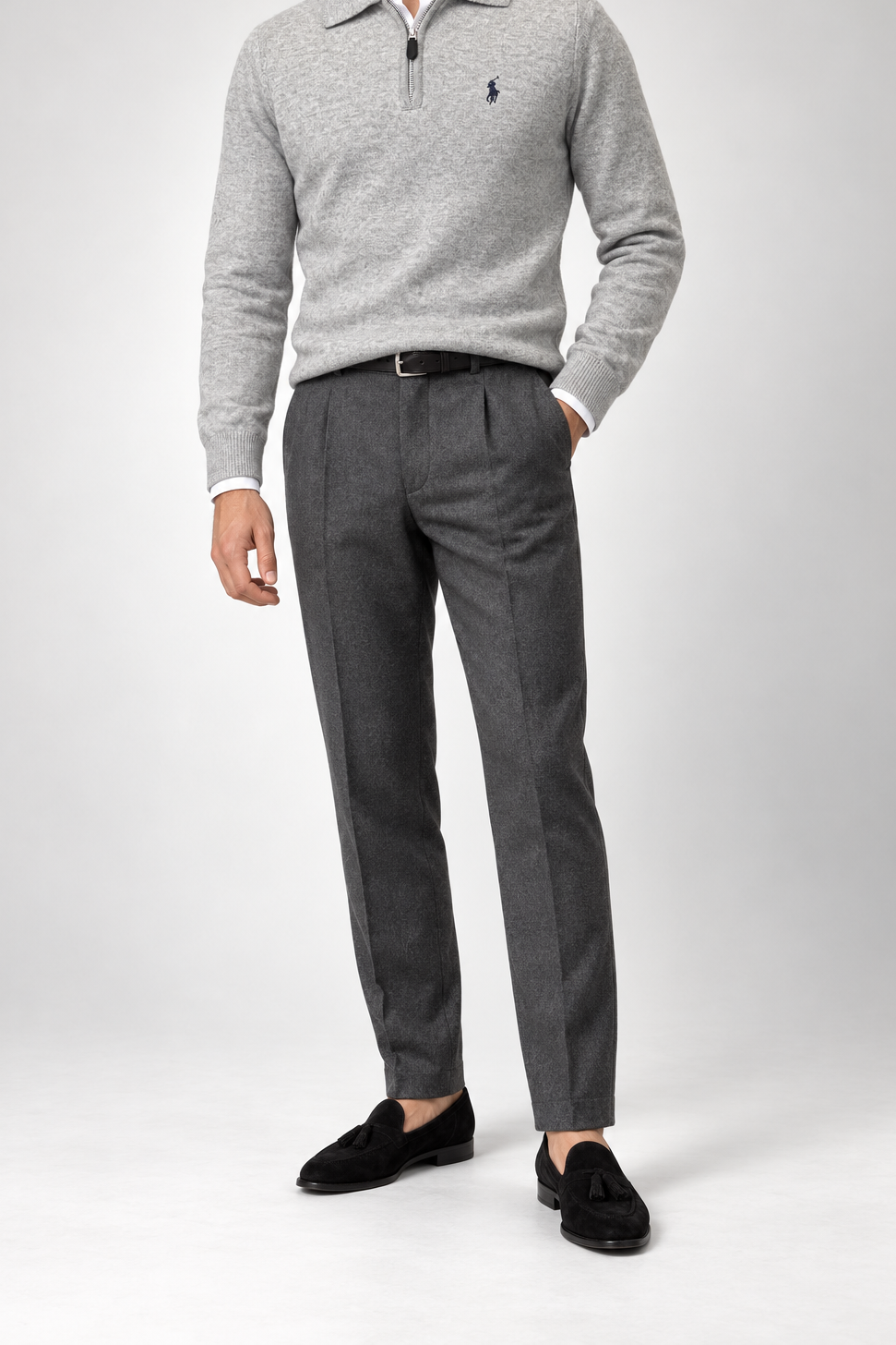 RL — Light-Grey Embroidered Quarter-Zip Pullover — additional