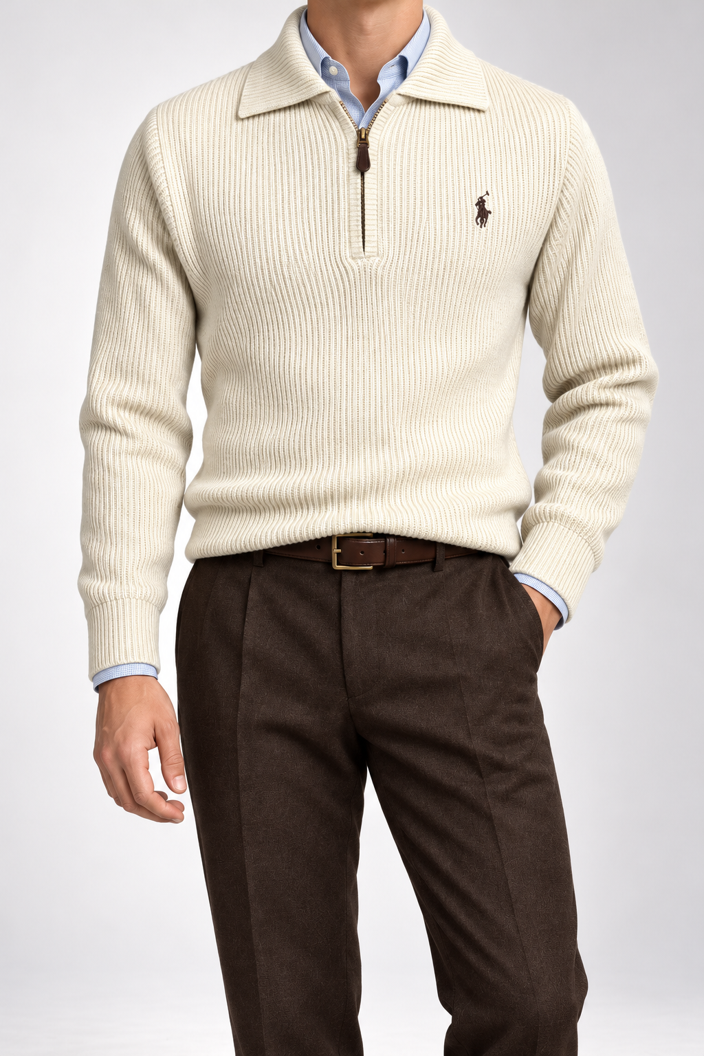 RL — Ivory Ribbed Quarter-Zip Pullover — additional