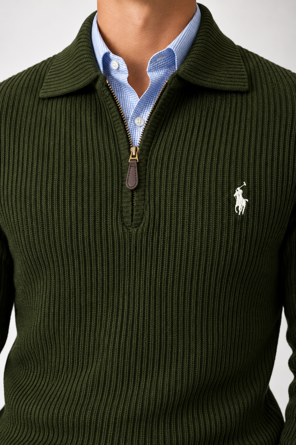 RL — Olive Ribbed Quarter-Zip Pullover — additional
