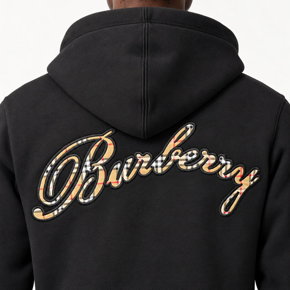 BRBRY — Black Check-Script Full-Zip Hoodie — additional