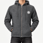 CG — Charcoal Heathered Badge Full-Zip Hoodie