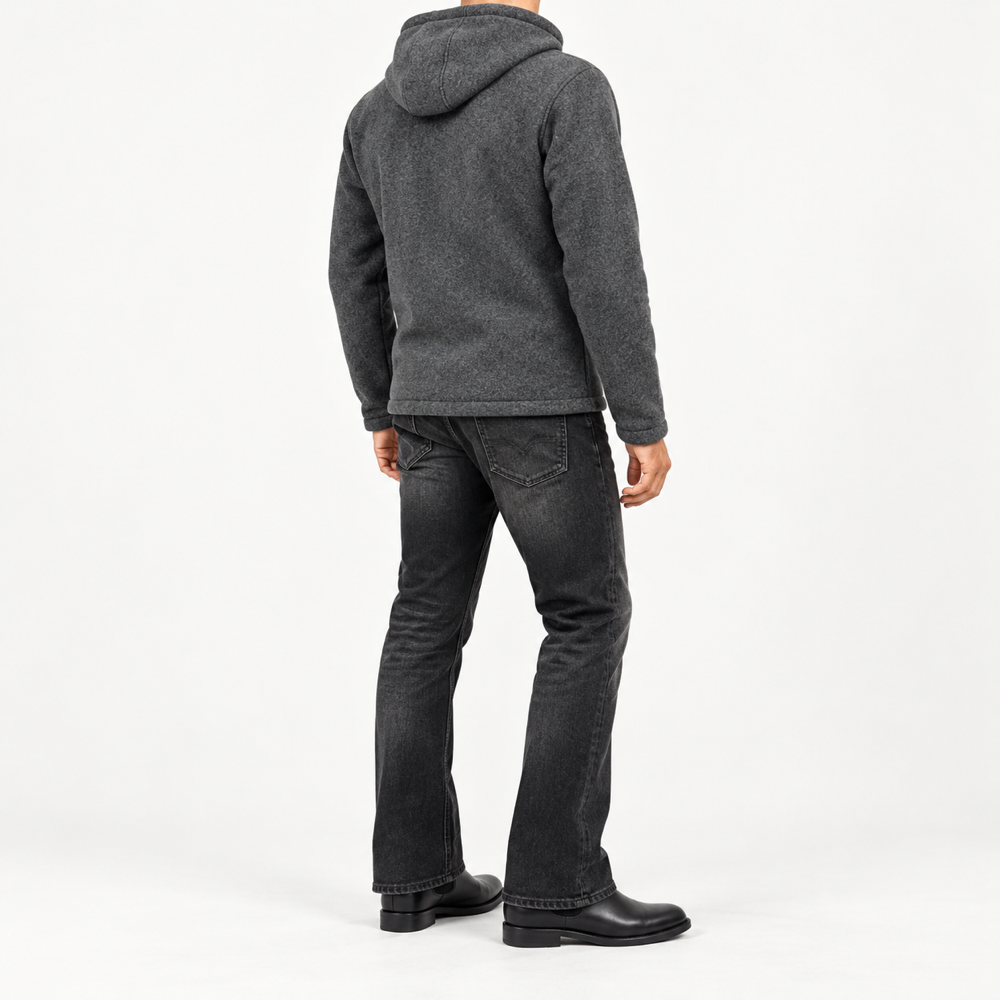 CG — Charcoal Heathered Badge Full-Zip Hoodie — back
