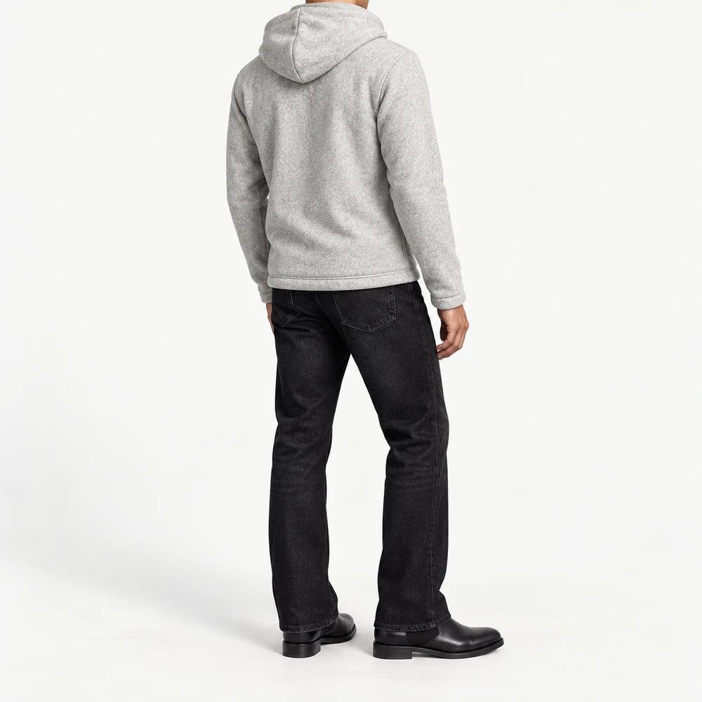 CG — Light Grey Heathered Badge Full-Zip Hoodie — back