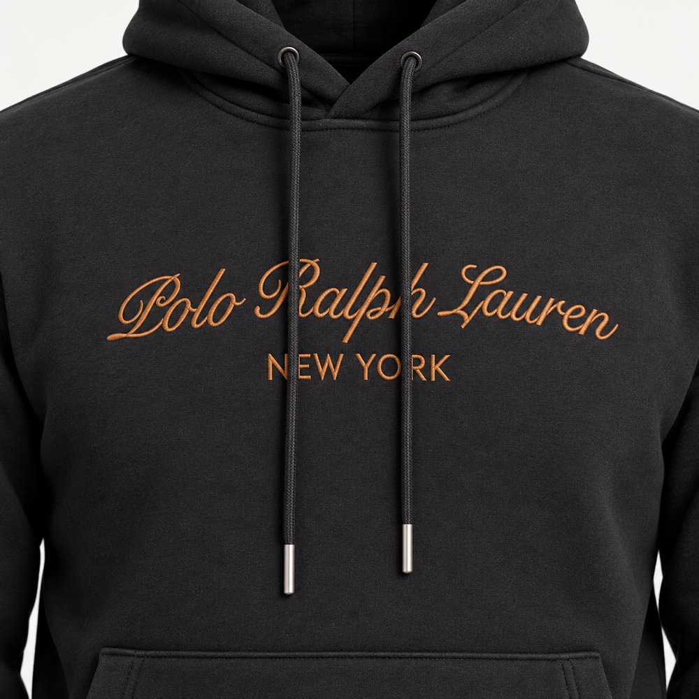 RL — Charcoal Bronze-Script Pullover Hoodie — additional