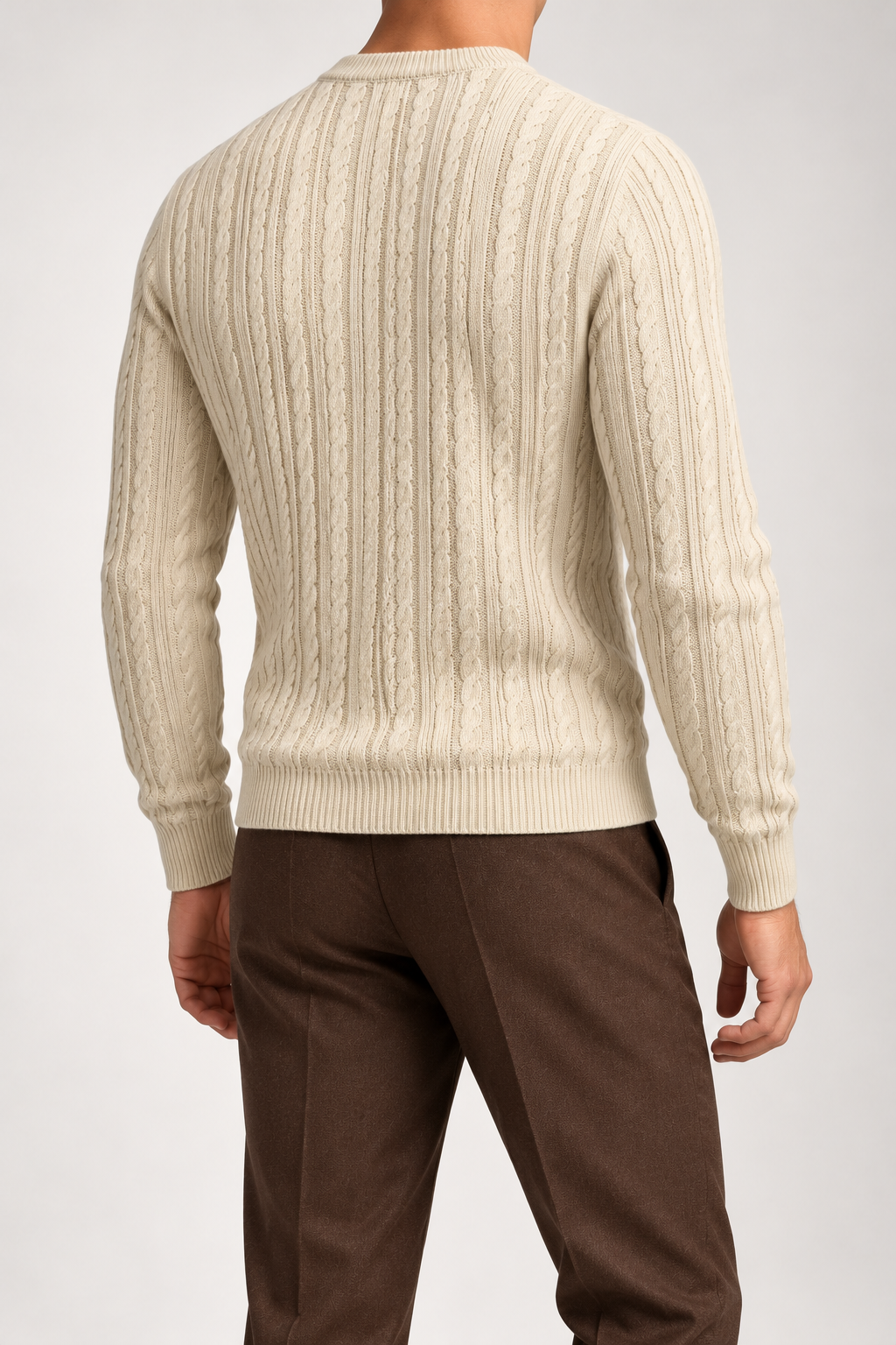 RL — Ivory Cable-Knit Crew-Neck Jumper — back