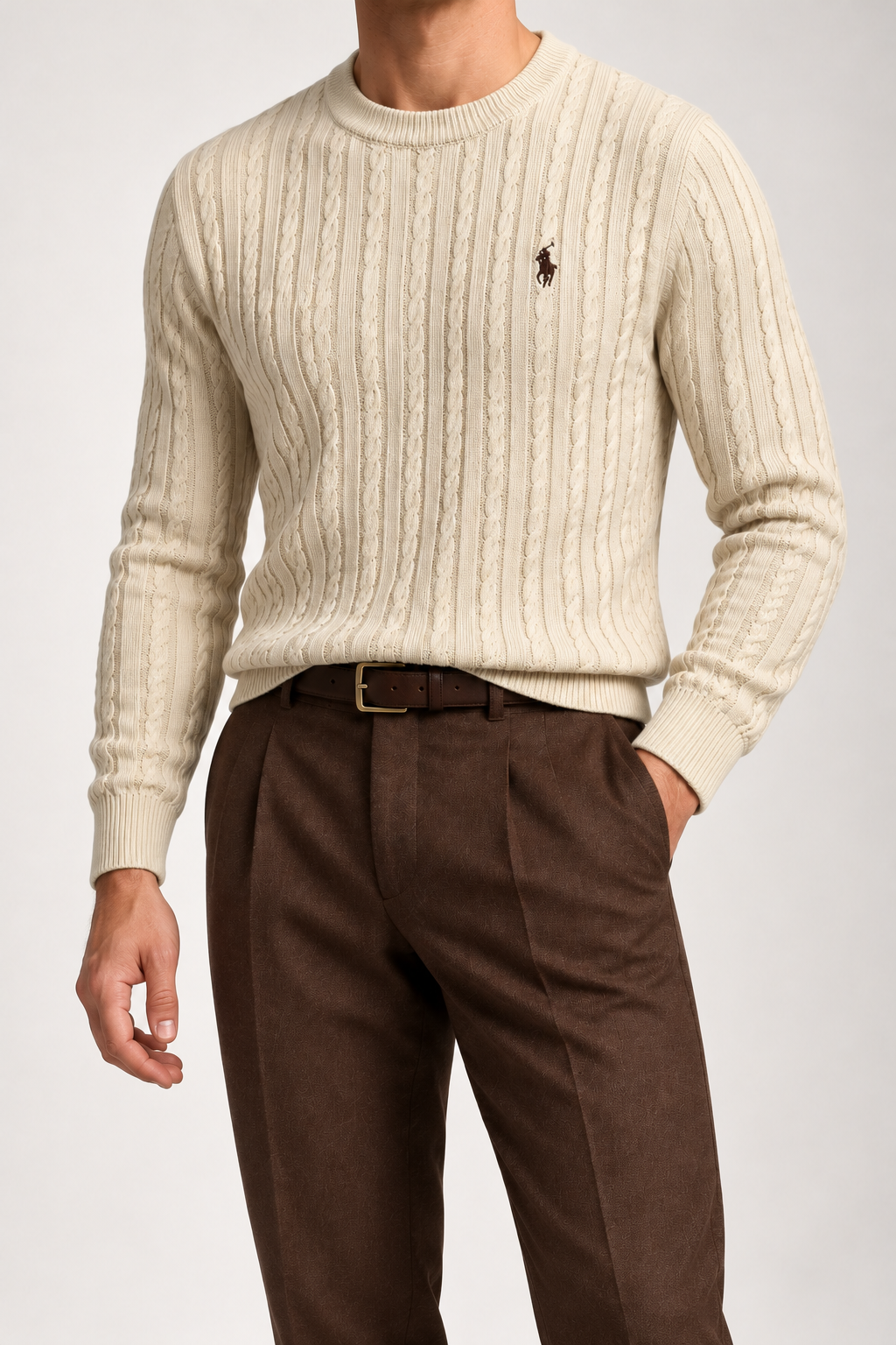 RL — Ivory Cable-Knit Crew-Neck Jumper — additional