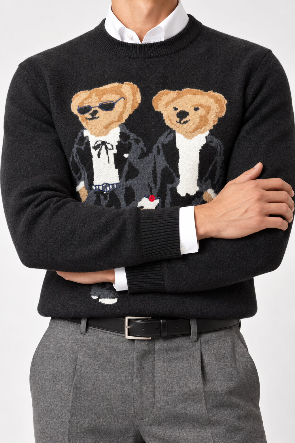 RL — Charcoal Two-Bear Graphic Crew-Neck Jumper — additional