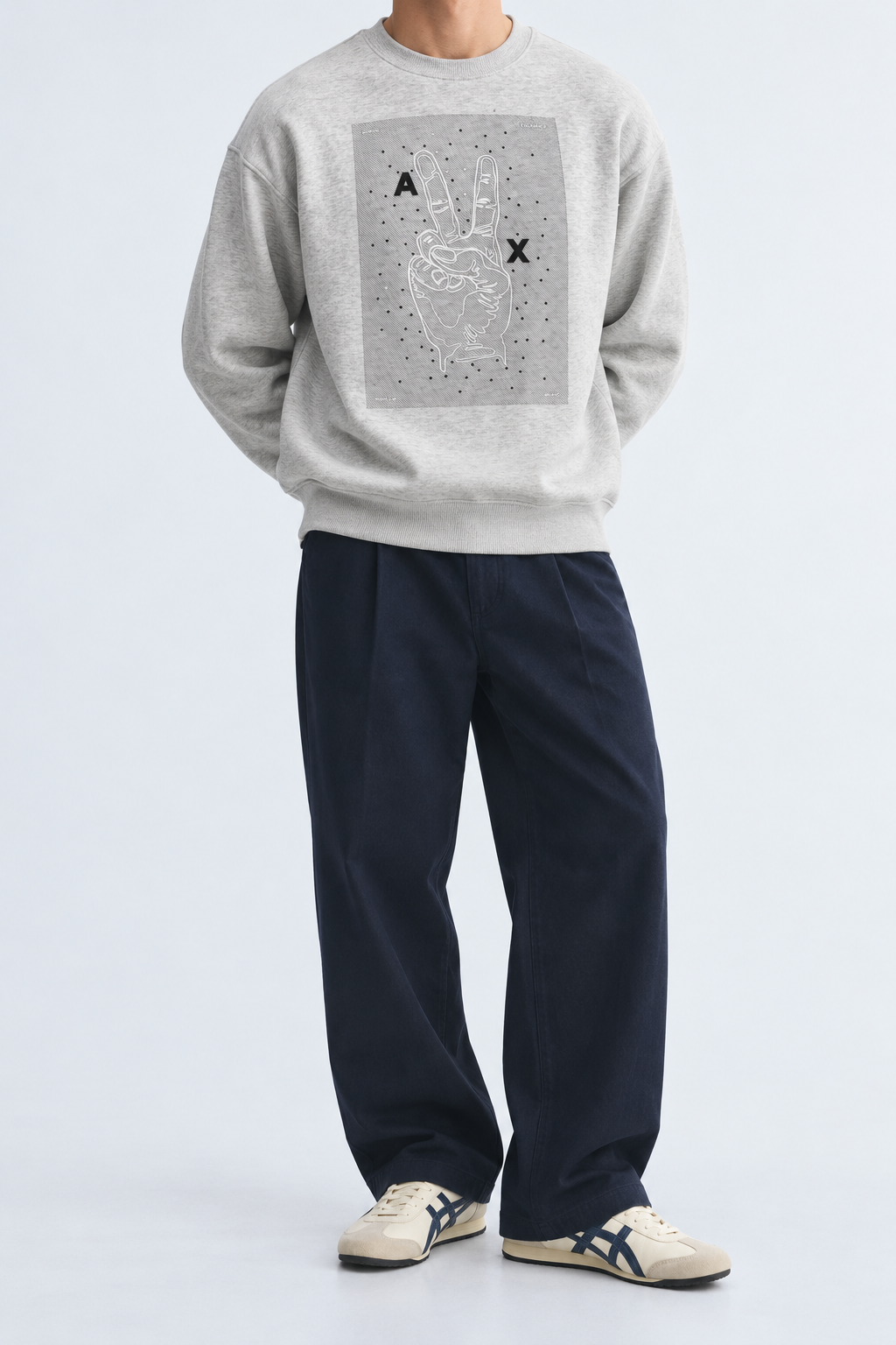 AX — Heather-Grey Peace-Hand Graphic Crew-Neck Sweatshirt — additional