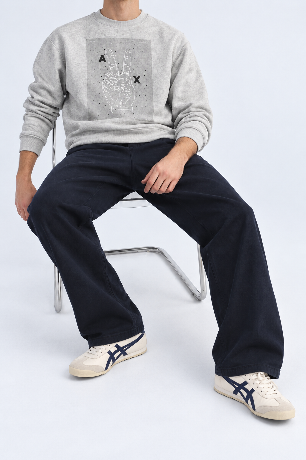 AX — Heather-Grey Peace-Hand Graphic Crew-Neck Sweatshirt — additional