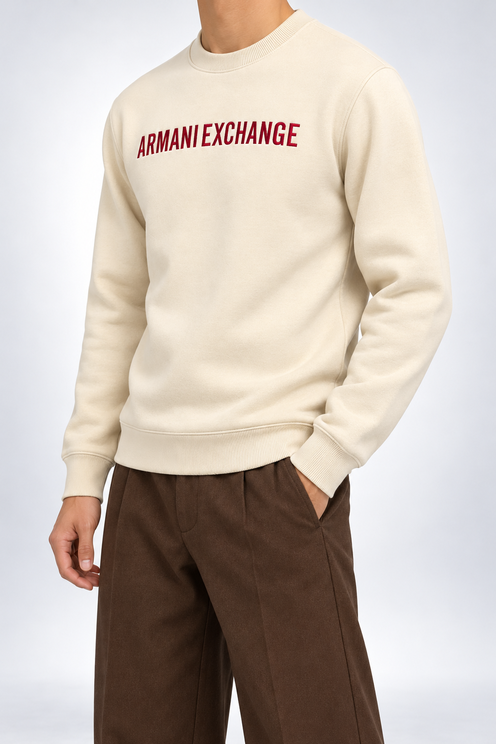 AX — Cream Logo Crew-Neck Sweatshirt — side